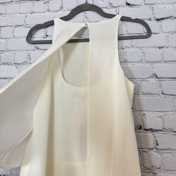 NWT Tibi Ivory Silk Halter Tiered Mini Dress Womens 4 Sleeveless Open Back Party - Picture 9 of 13